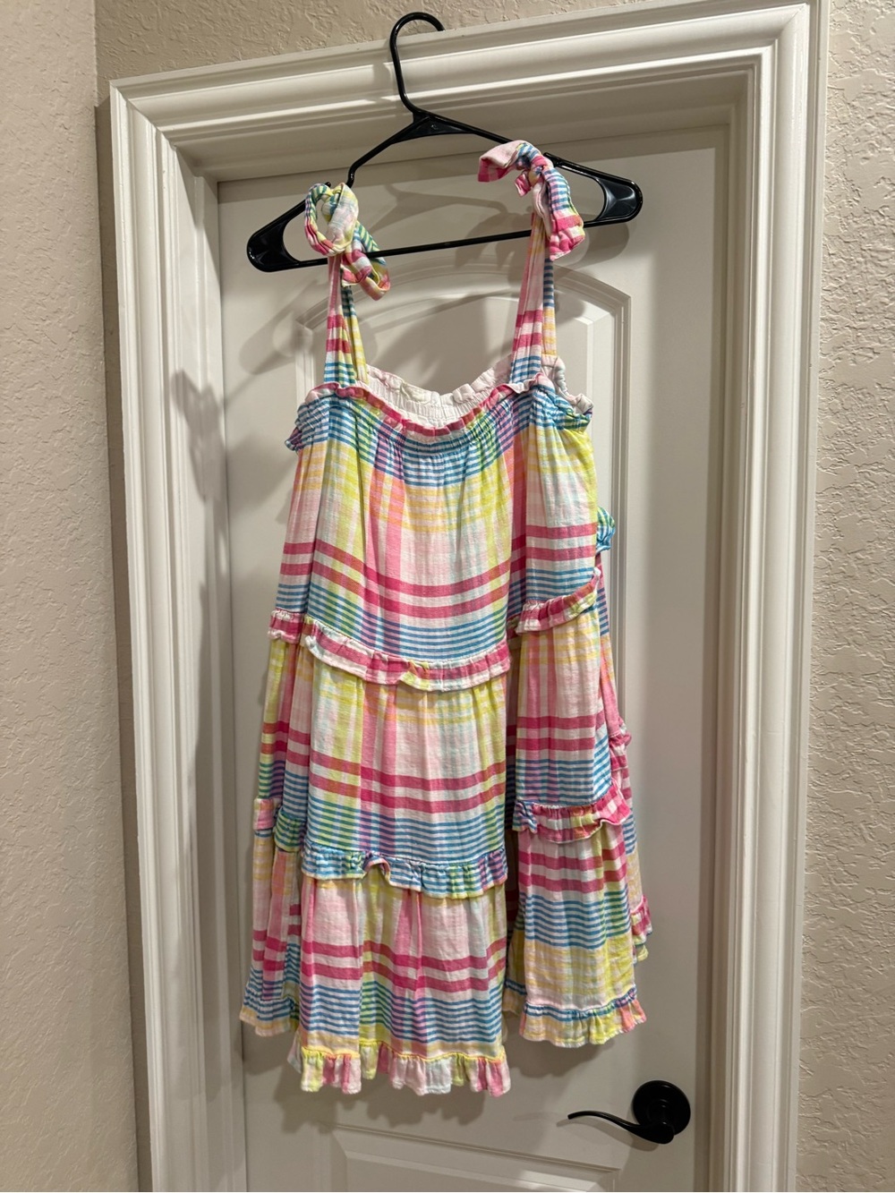 crown & ivy Linen Tiered Bow-Strap Dress